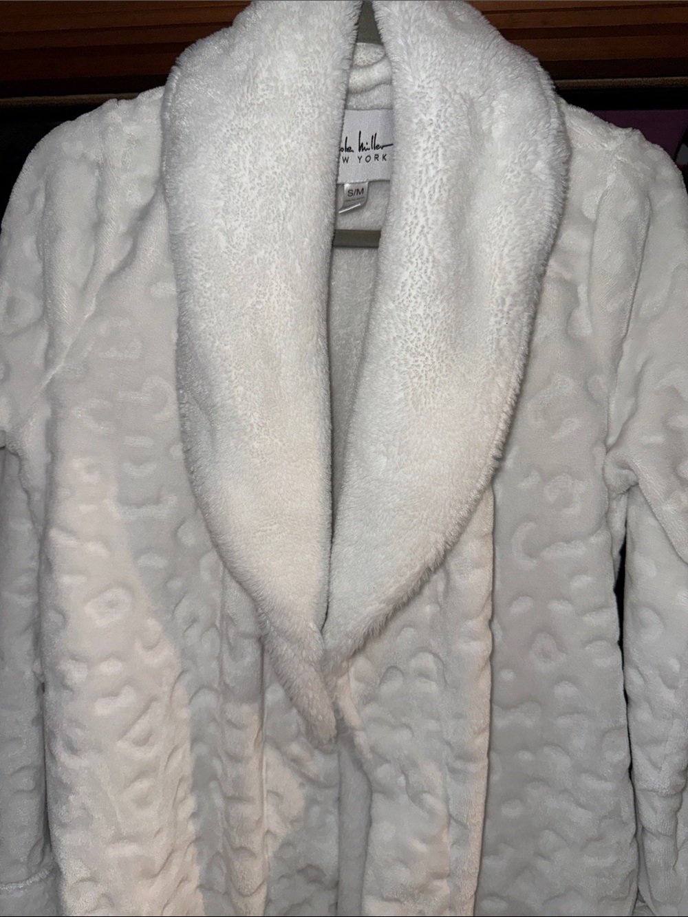 BATH ROBE SHOWER SLEEP ROBE White Plush Shawl-Collar Jacket π - Picture 2 of 3